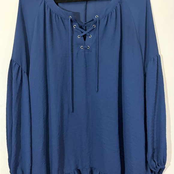 a.n.a Tops - a.n.a Navy blue Relaxed Tie Front Blouse